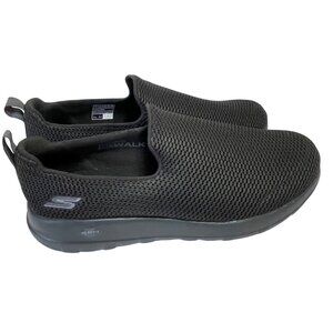 Skechers Go Walk Wide Fit Mens Black Slip-On Shoes With Goga Max Comfort Technol